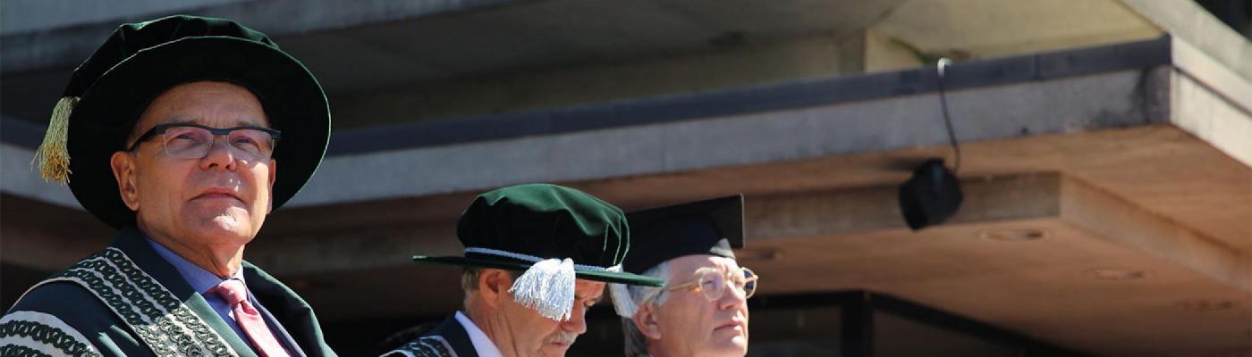 Chancellor Don Tapscott looks out over the crowd at convocation