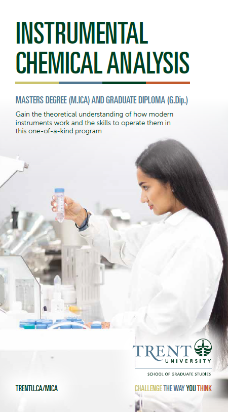 brochure page preview of woman student in laboratory holding sample