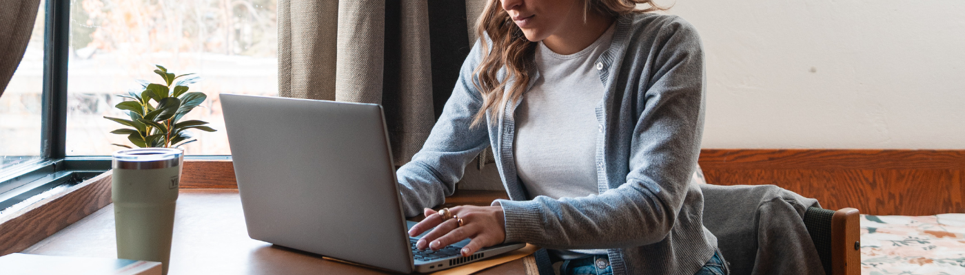 student working on laptop