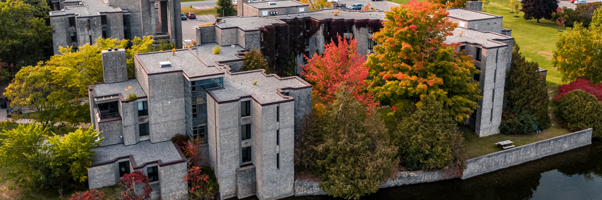 Aerial shot of Champlain college at Trent