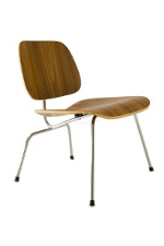 Two piece wooden desk chair with four metal legs 