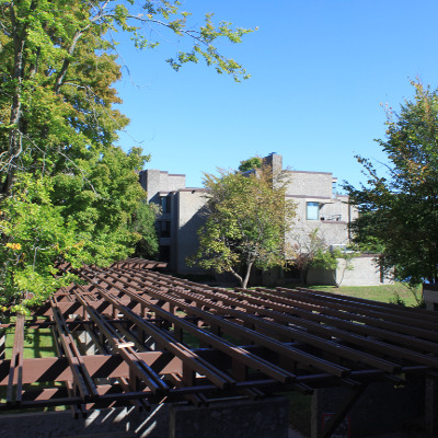 a view of the entire Trellises from the side opposite of Champlain college