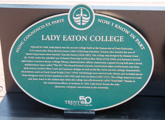 Green Plaque Celebrating Trent's 50th anniversary for: Lady Eaton College