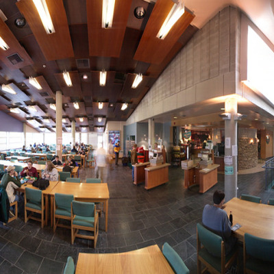 Interior image of Otonabee with students at the cafeteria 