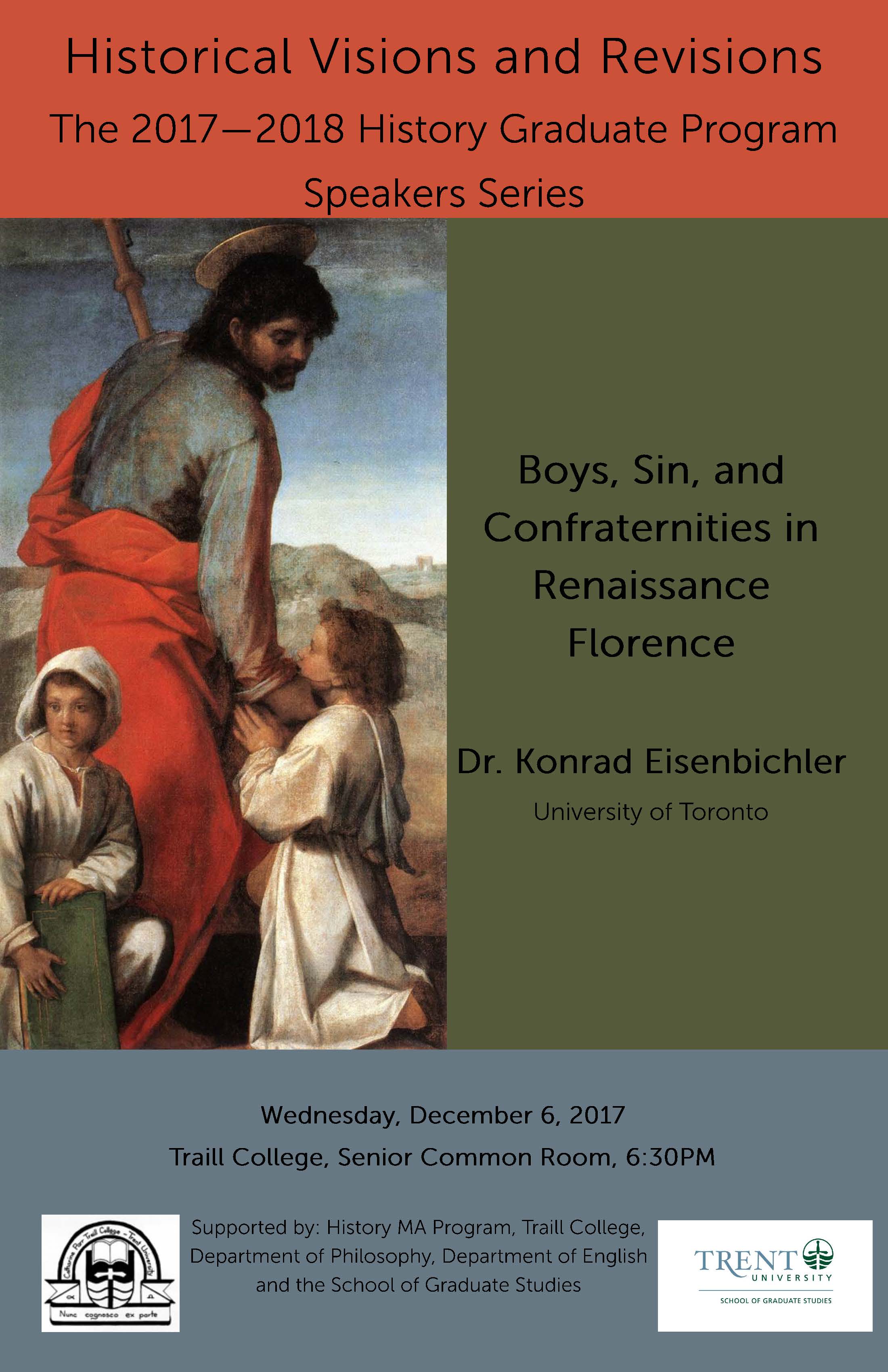 Poster of event. Boys, Sin, and Confraternities in Renaissance Florence