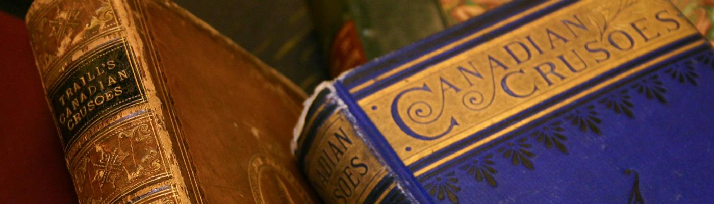 Close-up of a book spine, the Canadian Crusoes