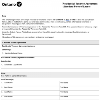 ONtario tenancy agreement
