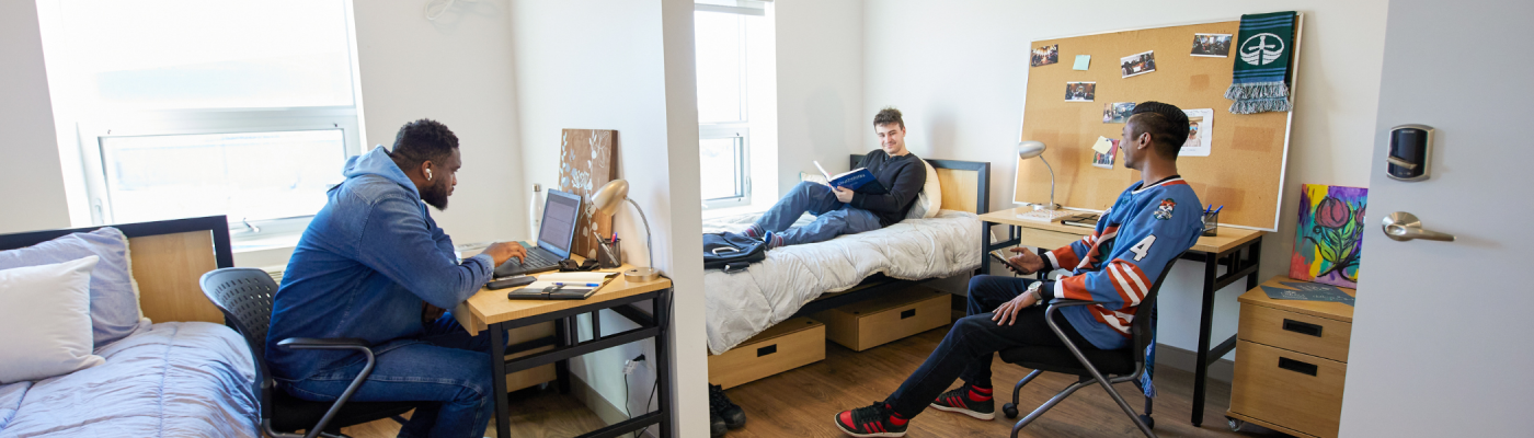 Trent Durham students in their residence room.