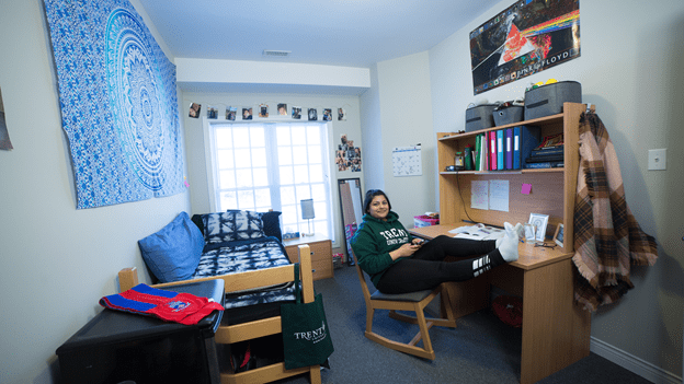 student studying in annex room.