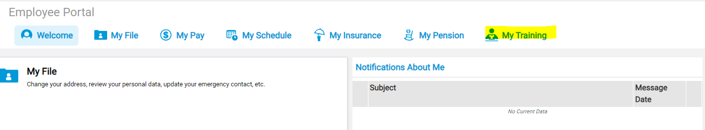 View of the Employee Portal