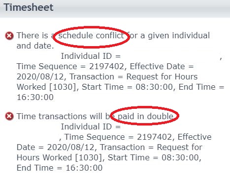 Schedule conflict error