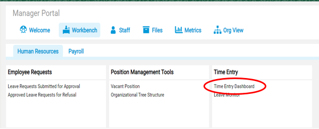 Time entry dashboard