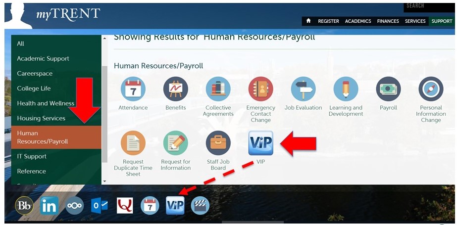 MyTrent Support screen
