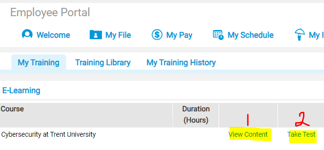 View of the Employee Portal