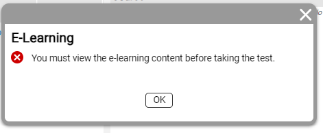 View of the E-Leaning confirmation window