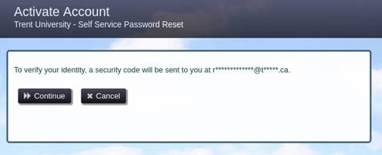 Password reset screen