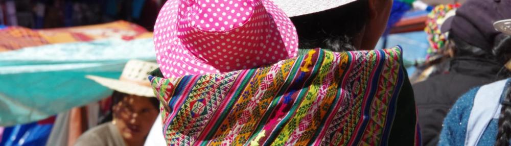 Colouful material from the market in Bolivia