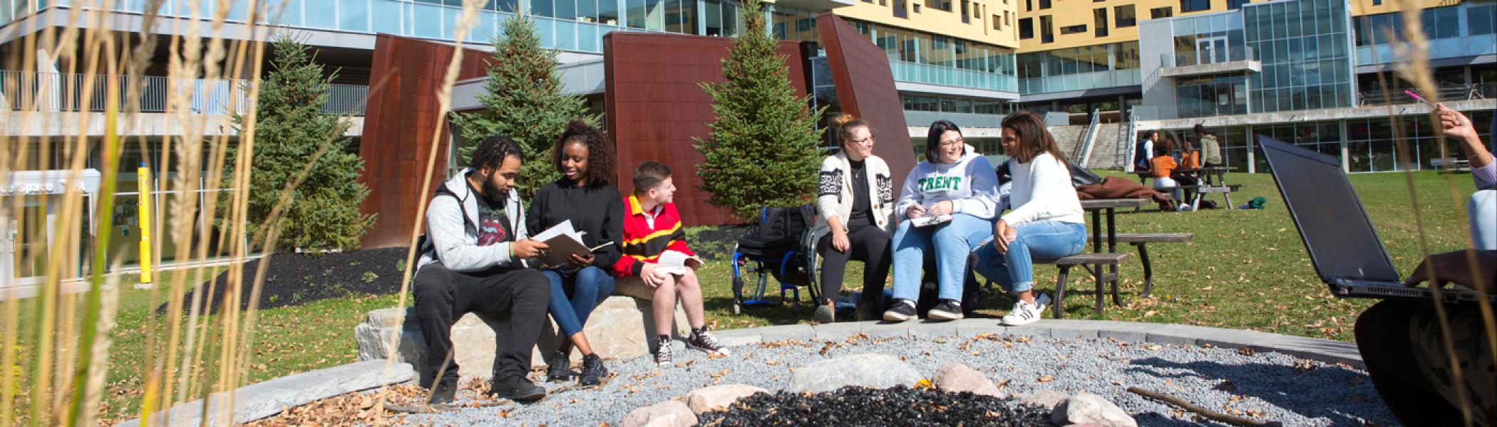 Student discussion outside Gzowski College