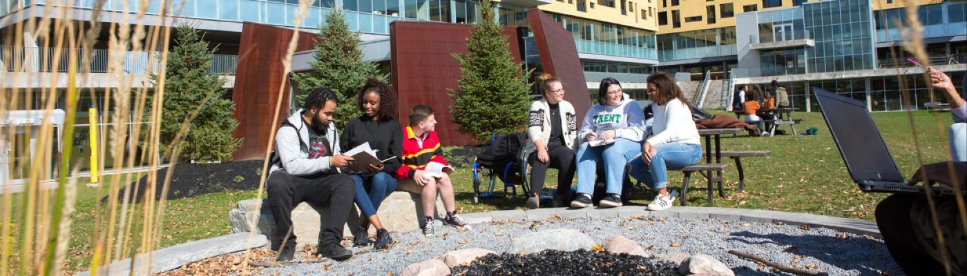 Student discussion outside Gzowski College