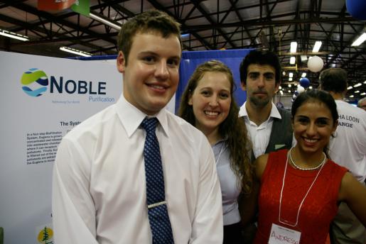 Young Trent Researcher Adam Noble pictured with Trent students and staff Emily Morrison, Peter Andreas, and Andressa Lacerda