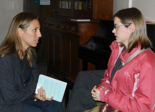 Student Grace Dempsey meets with author Sarah Selecky at Writers Reading