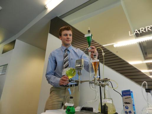Student Adam Noble at the Peterborough Regional Science Fair >hosted at Trent University