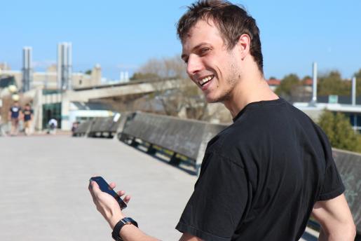 Gregory Simon stands at the starting point of his legacy: a mobile app that helps students find their way to class