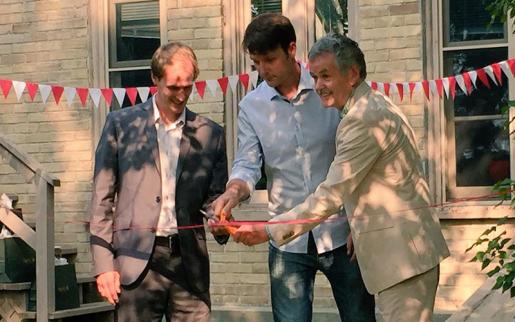 Cutting the ribbon to officially launch the School for the Study of Canada.