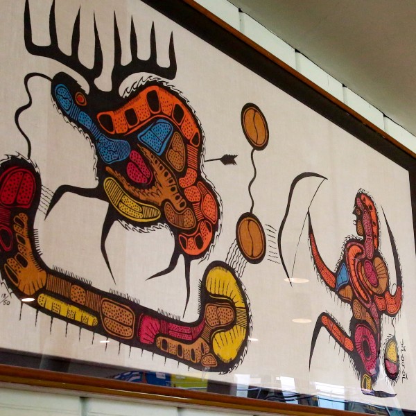 Artwork outside the Chanie Wenjack Theatre