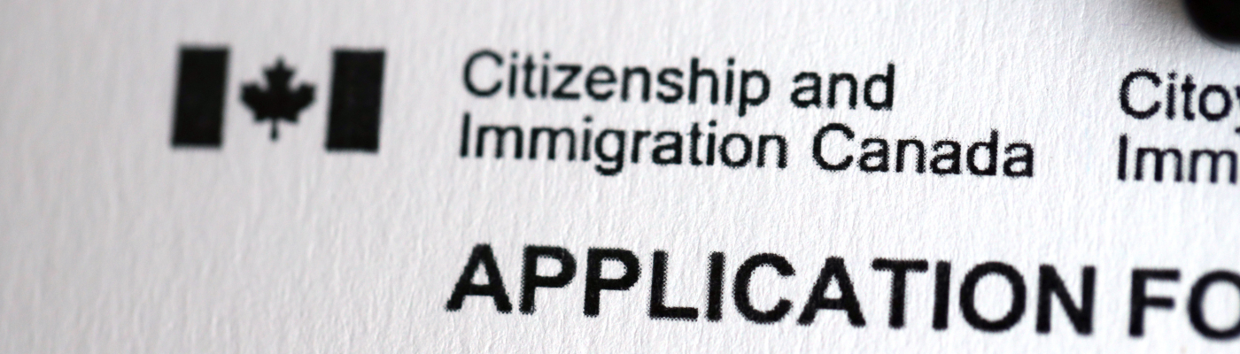 Closeup of a immigration application document