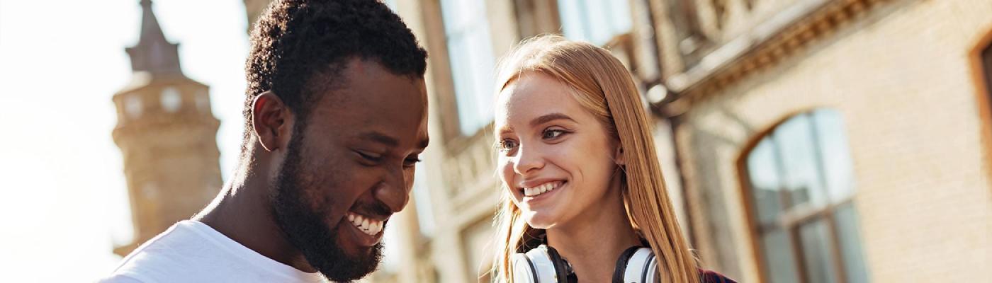 Two Trent University students smiling 