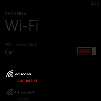 Sample image showing a successful connection to the wifi network