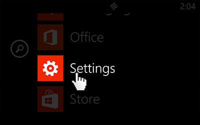Sample image showing how to select the settings item from the menu