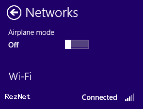 Sample image showing the wifi connected to the network