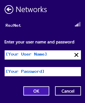 Sample image of the user name and password dialog