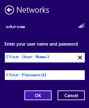 Sample image of the user name and password dialog