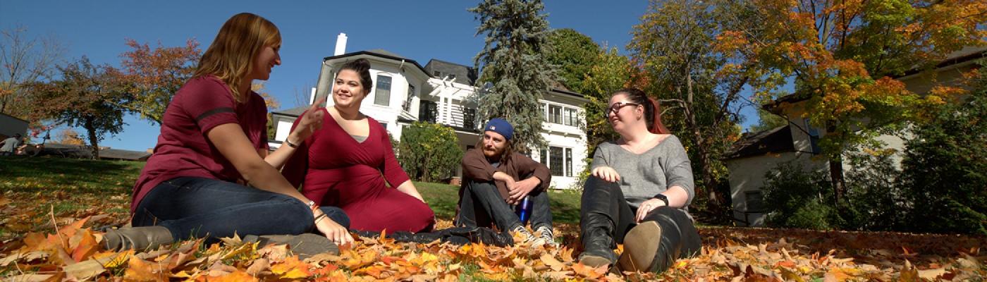 Catherine Parr Traill College with students standing outside