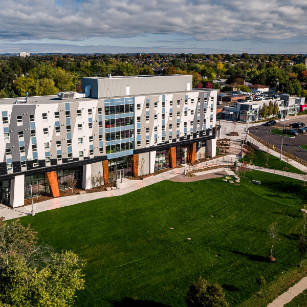 Aerial of Durham campus.