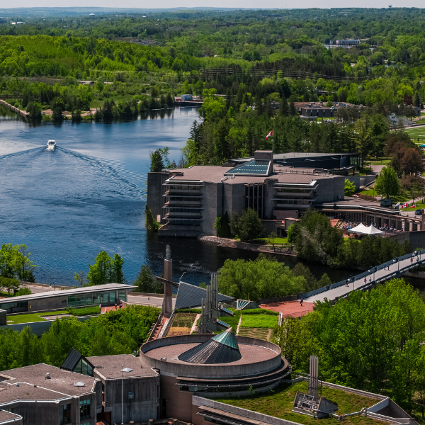 Aerial of Peterborough campus.
