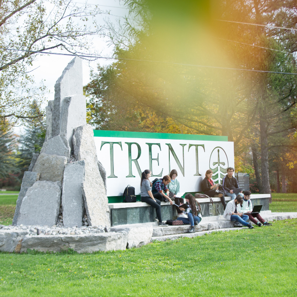 Trent students on campus sign