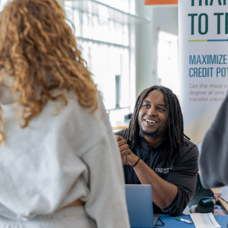 Recruiter talking to student