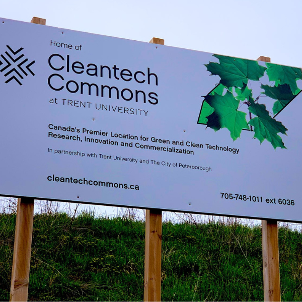 Sign at cleantech commons advertising space