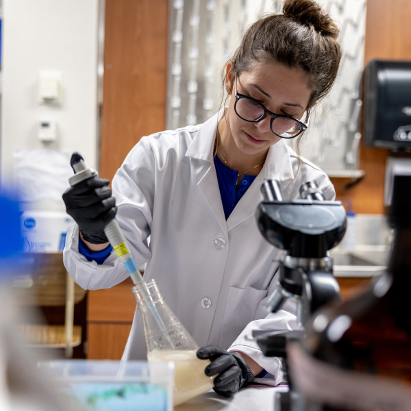 A student works in a lab