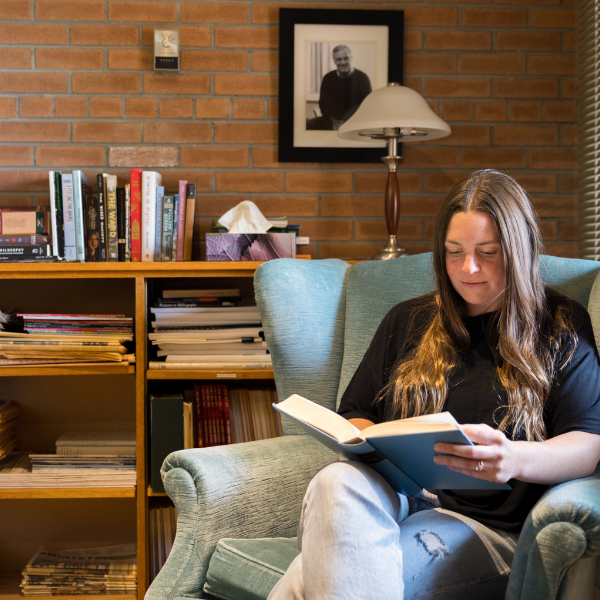 Woman reads a book