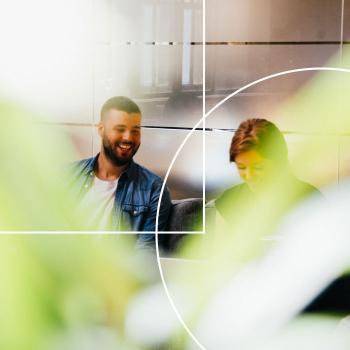 two students working