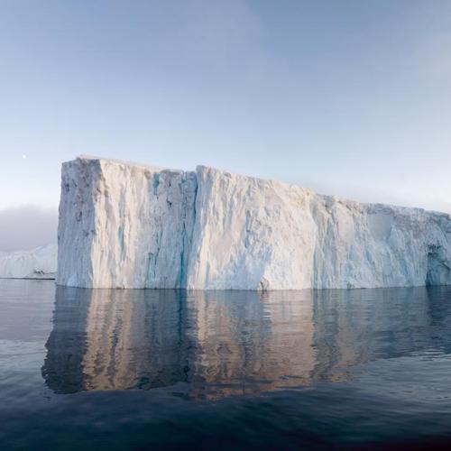 An iceberg in the ocean.