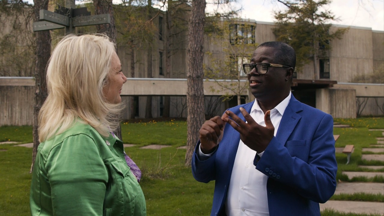 Dr. David Firang and Dr. Cathy Bruce in conversation