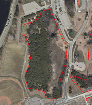 Archaeology Centre Wetland Nature Area boundary on satellite image