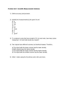 scientific measurement problem set
