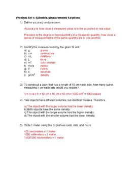 scientific measurement problem set solutions
